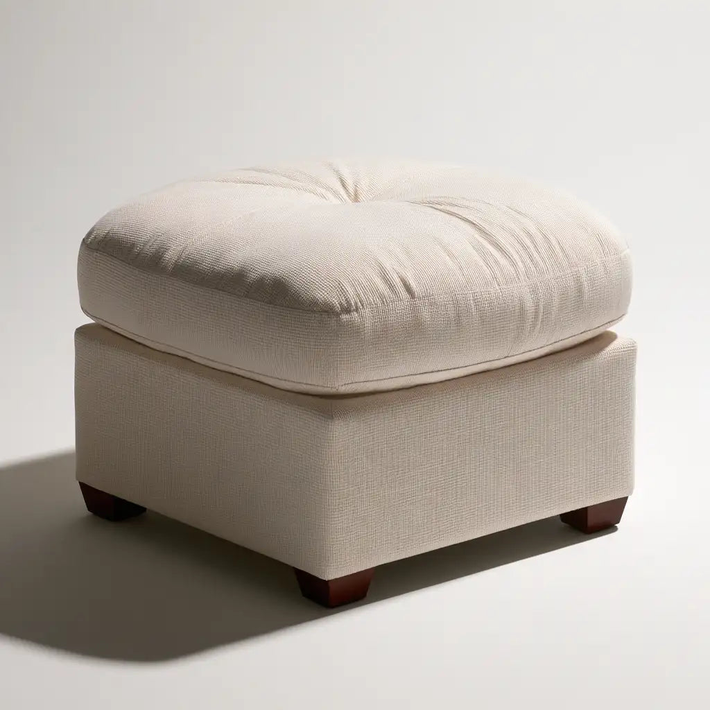 Pouf imbottito dal design essenziale, beige, per la casa