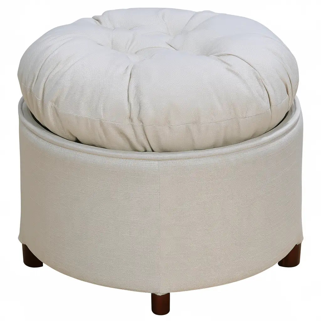 Pouf imbottito dal profilo contemporaneo, beige, per la casa