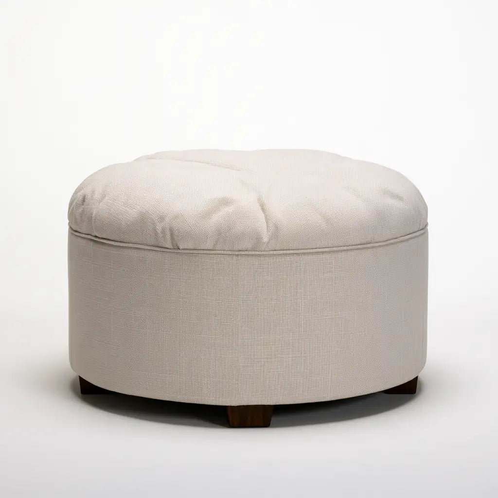 Pouf imbottito dalle linee moderne, beige, per la casa