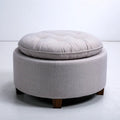 Pouf imbottito dal profilo contemporaneo, beige, per la casa