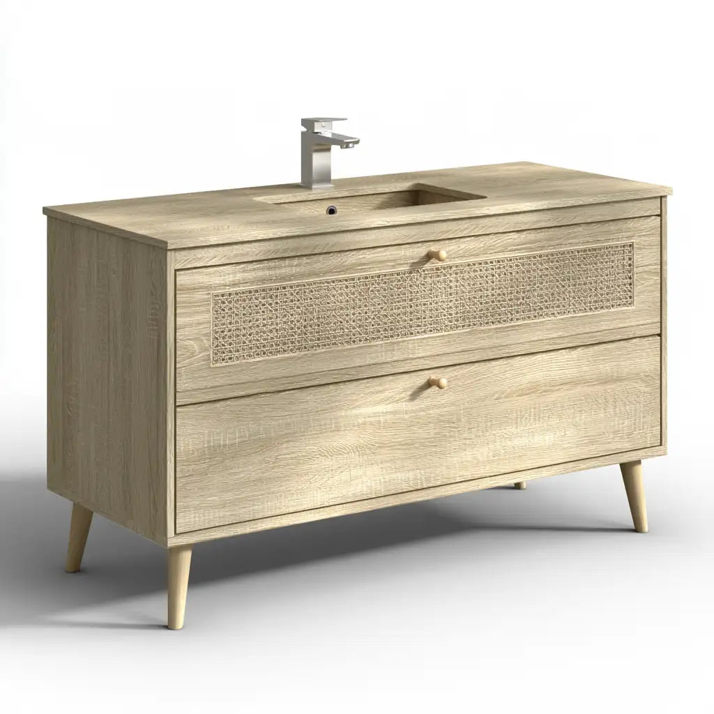Mobile contenitore dal profilo contemporaneo, beige, per la casa